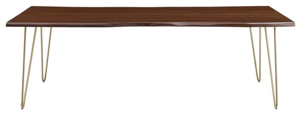 Ardor 96" Live Edge Acacia Wood Dining Table, Gold Walnut