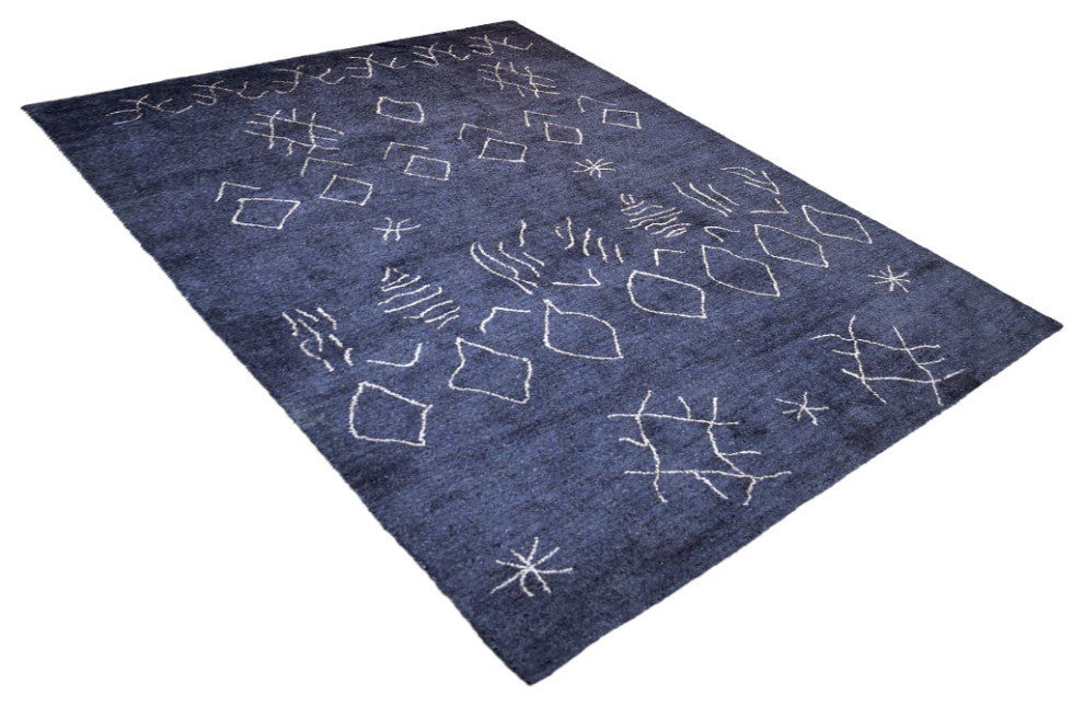 HAND KNOTTED LOOM SILK ECO-FRIENDLY RUG-6'x9',Rectangle,Charcoal White,Contempor