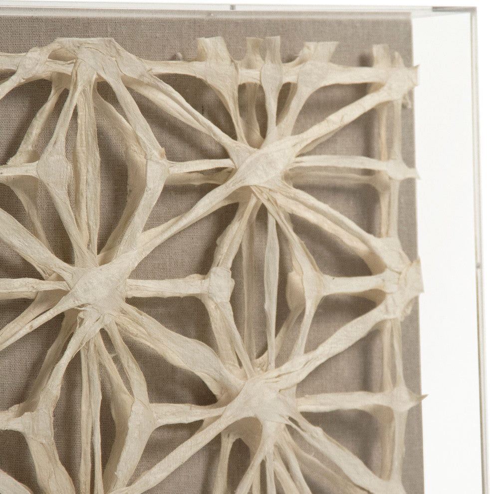 Abstract Paper Acrylic Framed Art, Ox Horns, Neutral Background