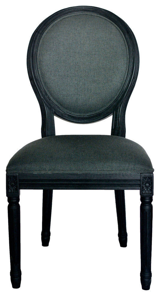 GDF Studio Babbs Traditional Fabric Dining Chairs, Set of 2, Dark Gray/Black