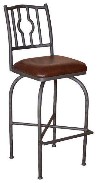 Corinthian 30" Bar Stool With 16"x16" Brown Leather Seat