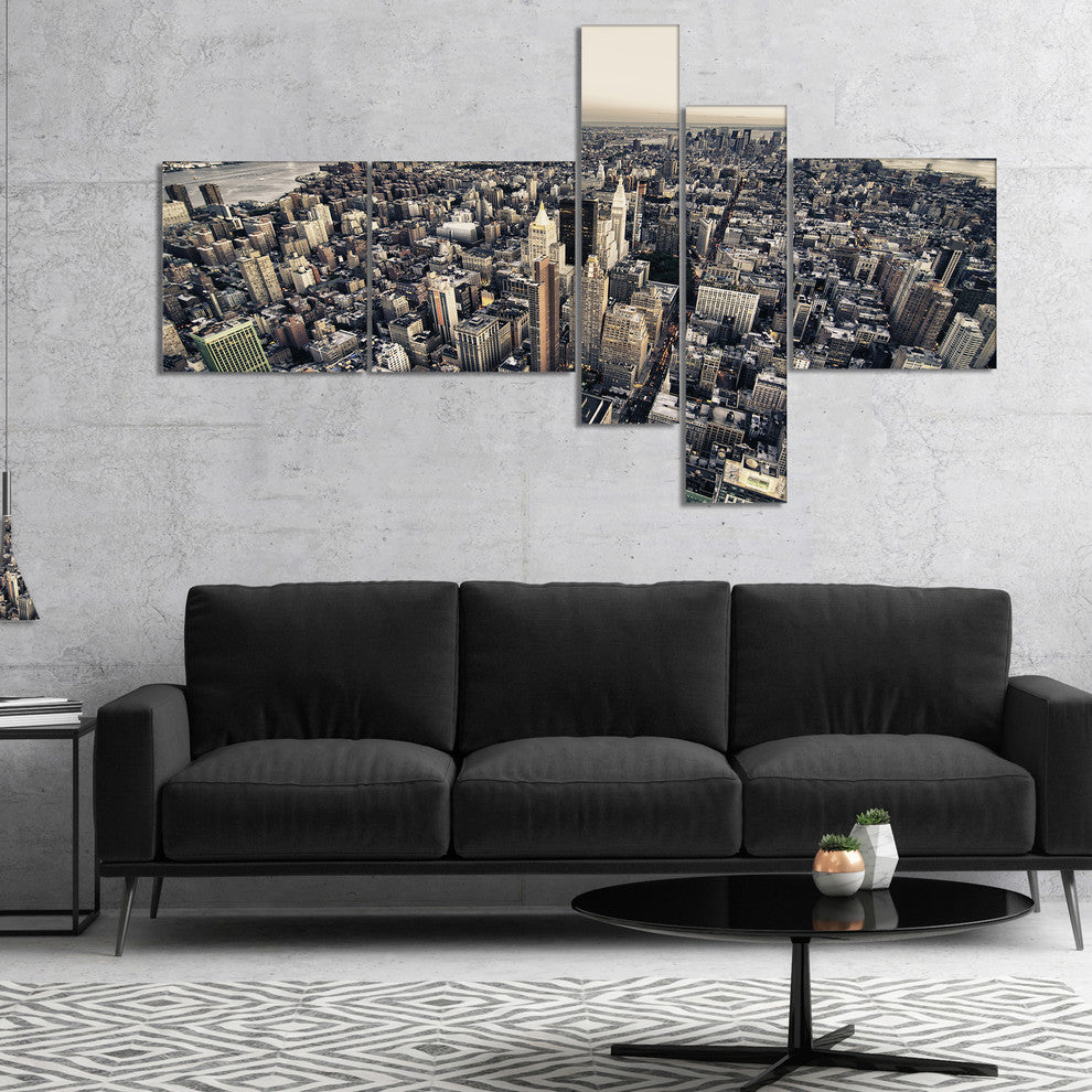 Architecture and Colors of New York, Cityscape Canvas Print, 60"x32", 5 panels