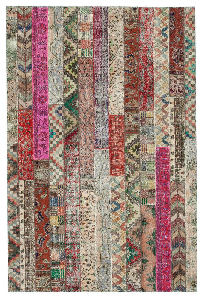 Rug N Carpet - Handwoven Oriental 6' 8" x 10' 0" Vintage Patchwork Area Rug