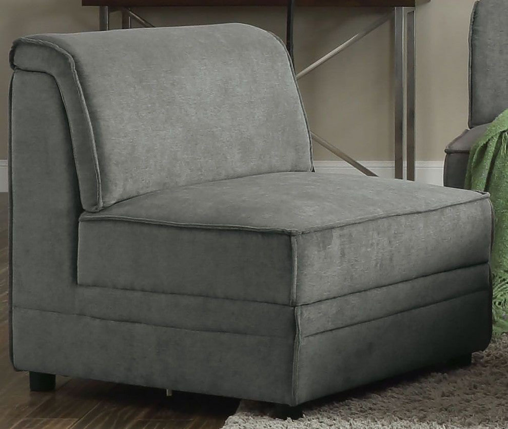 Gray Velvet Modular Armless Chair