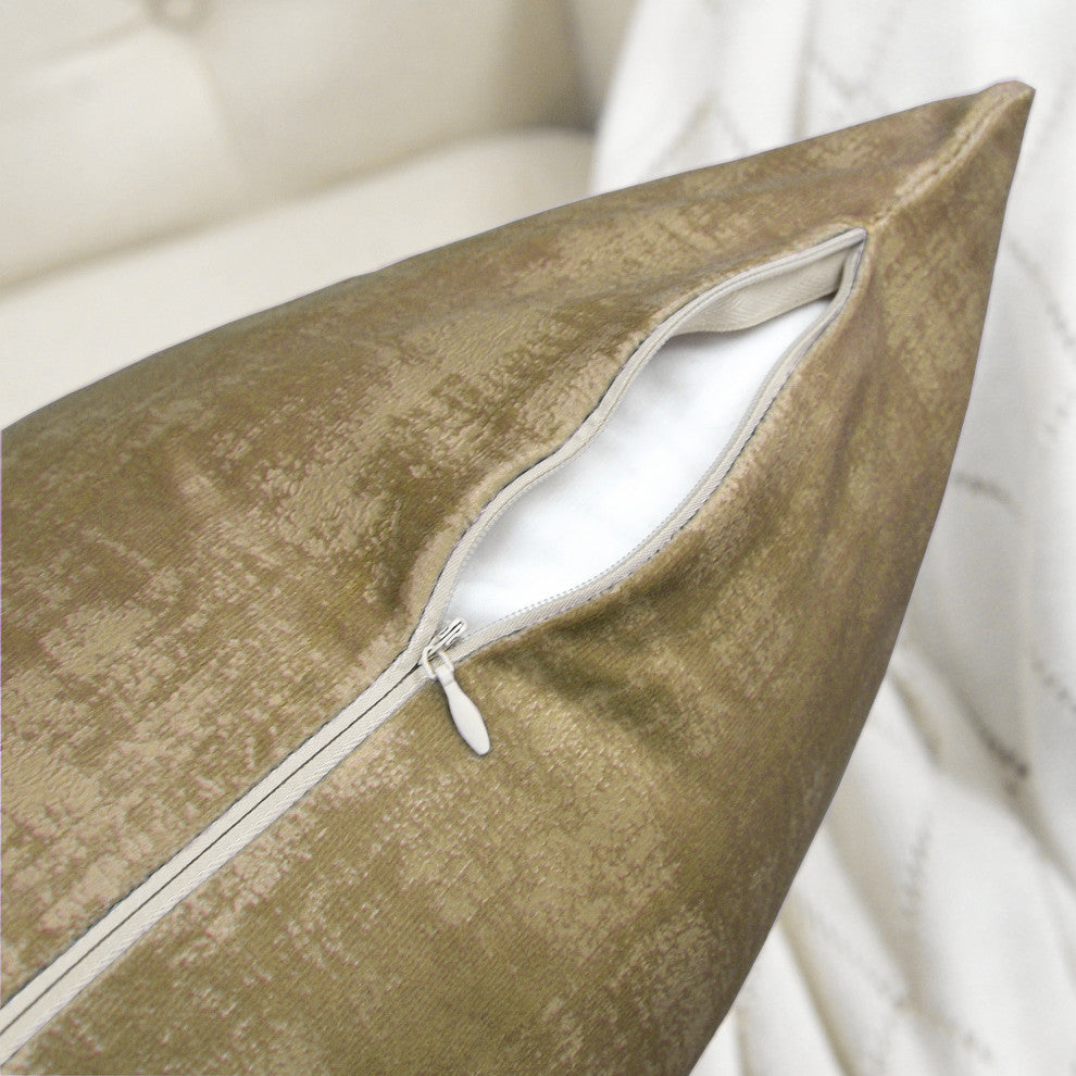 Serenta Textured Velvet Pillow Shell, Set of 4, Tobacco Brown