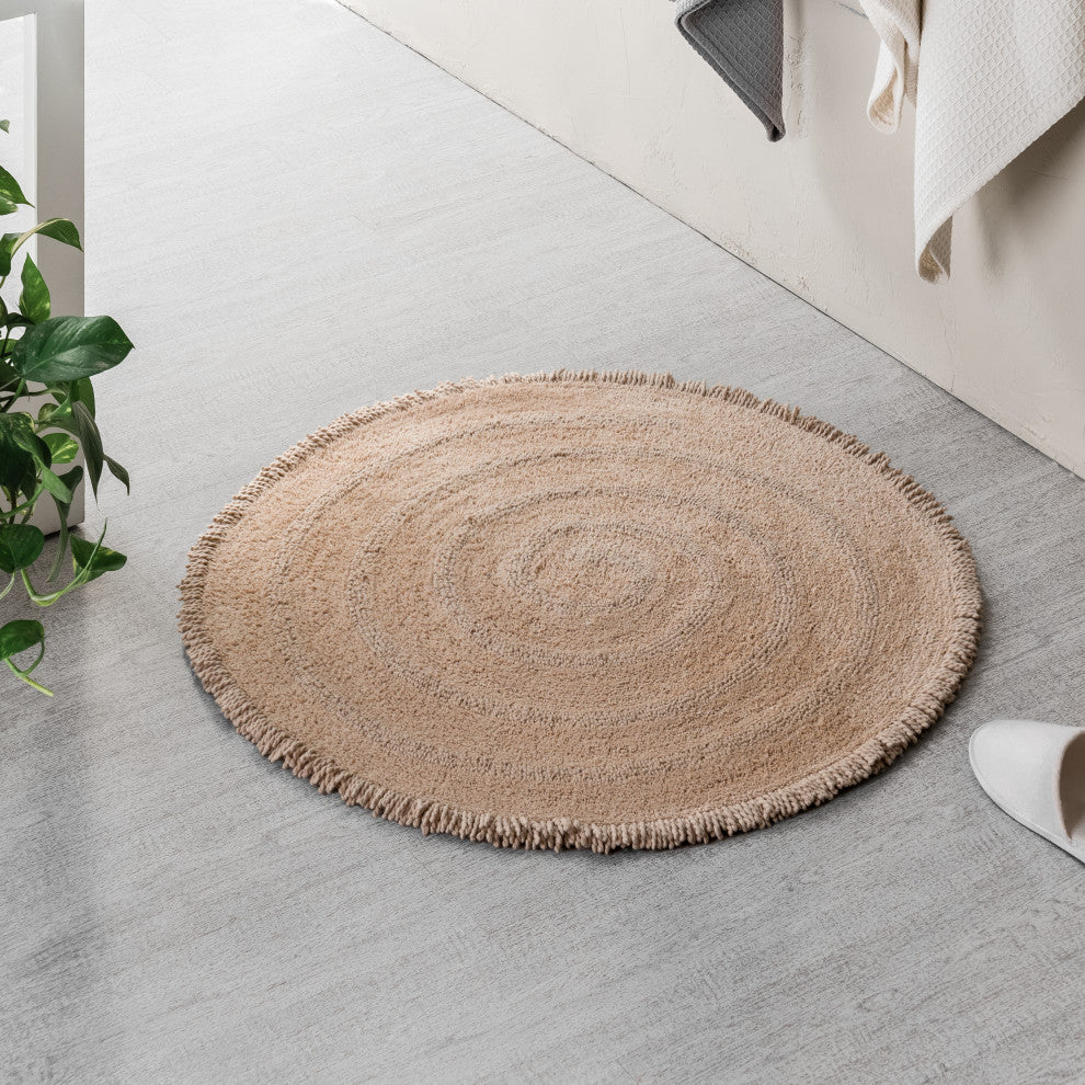 Hartley Machine Tufted Bath Mat, Beige, 36"x36"