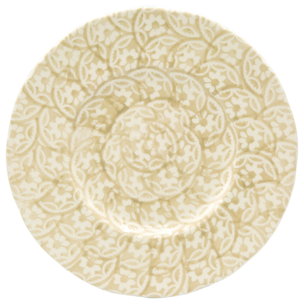 Chloe 4 Piece Floral Accent Dessert Plate Set, Beige