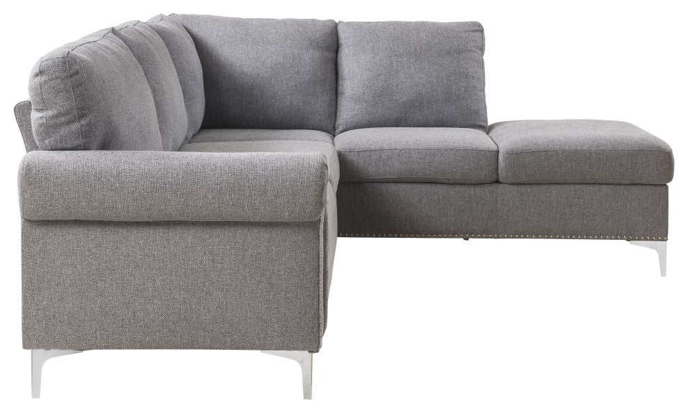 Melvyn Sectional Sofa, Gray Fabric