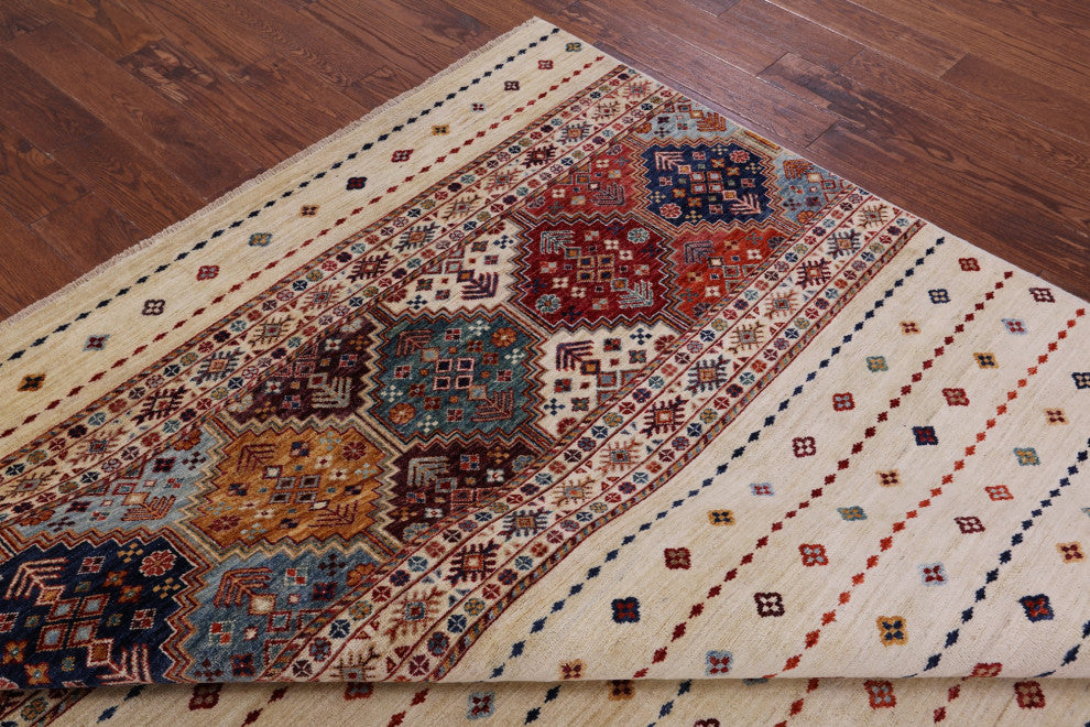 6' 7" X 9' 6" Hand Knotted Khorjin Super Kazak Rug Q10985