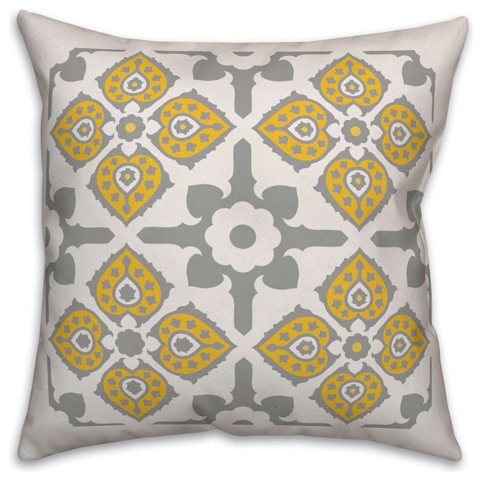 Yellow Graphic Tile 20x20 Throw Pillow Cover