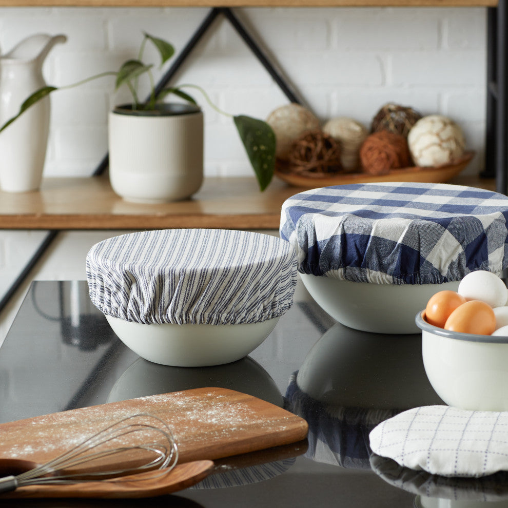 DII Asst French Blue Farmhouse Woven Dish Cover (Set of 3)