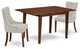 3Pc Dinette Set, Rectangular Table, Butterfly Leaf, Two Chairs, Mahogany