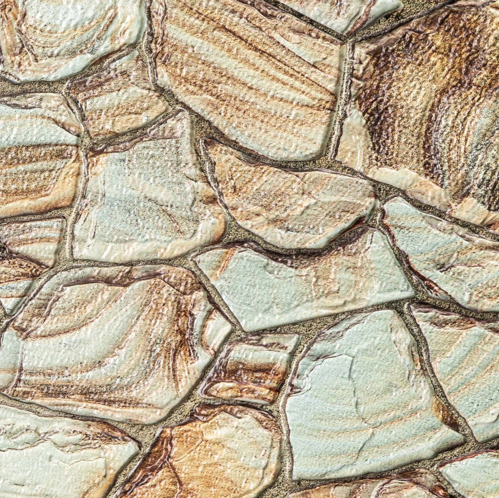 Faux Stone PVC 3D Wall Panels, Brown Beige, Sample, 9x9"