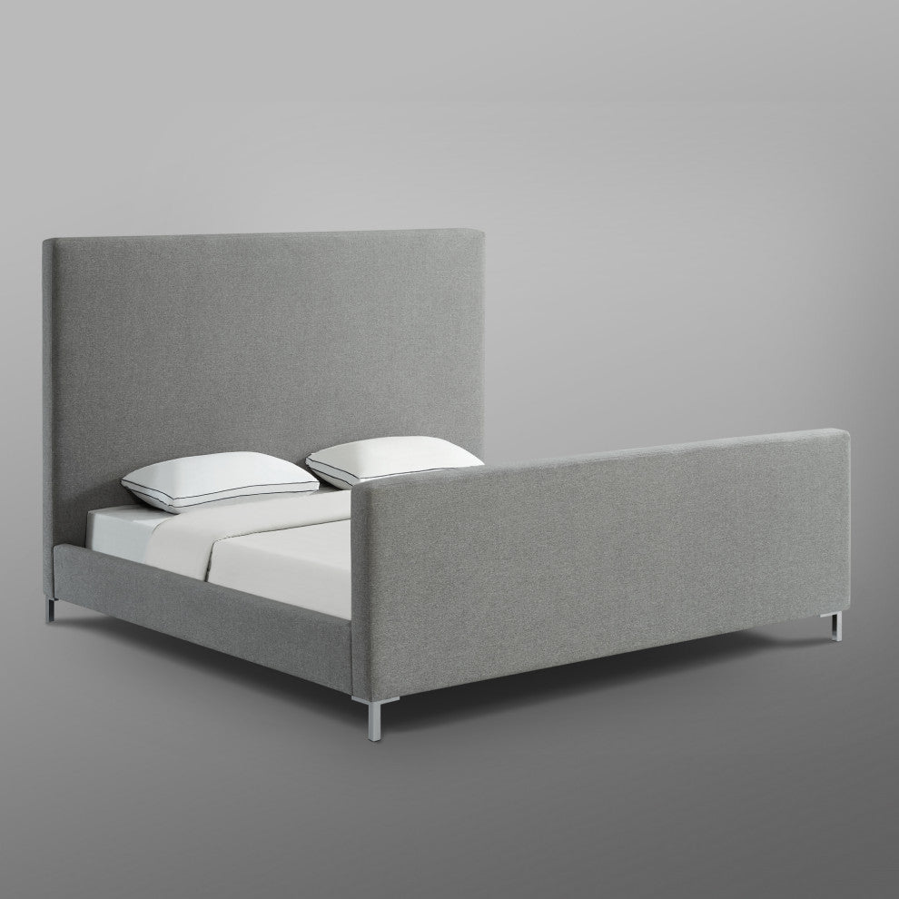 Aberdeen Upholstered  Platform Bed, Gray Linen, King
