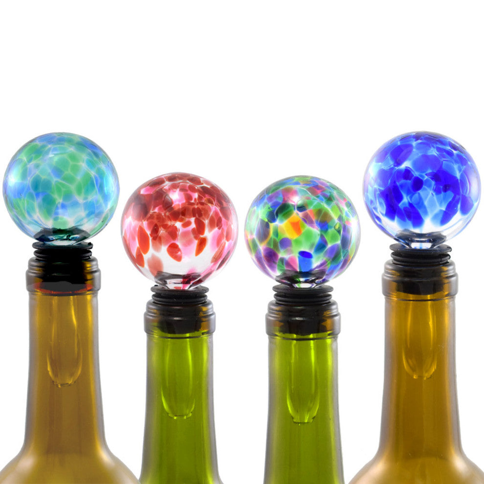 American Made Blown Glass Wine Stopper, Blueberry