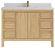 Elizabeth 48 Single Sink Bath Vanity in Light Natural Teak 2" Carrara Quartz