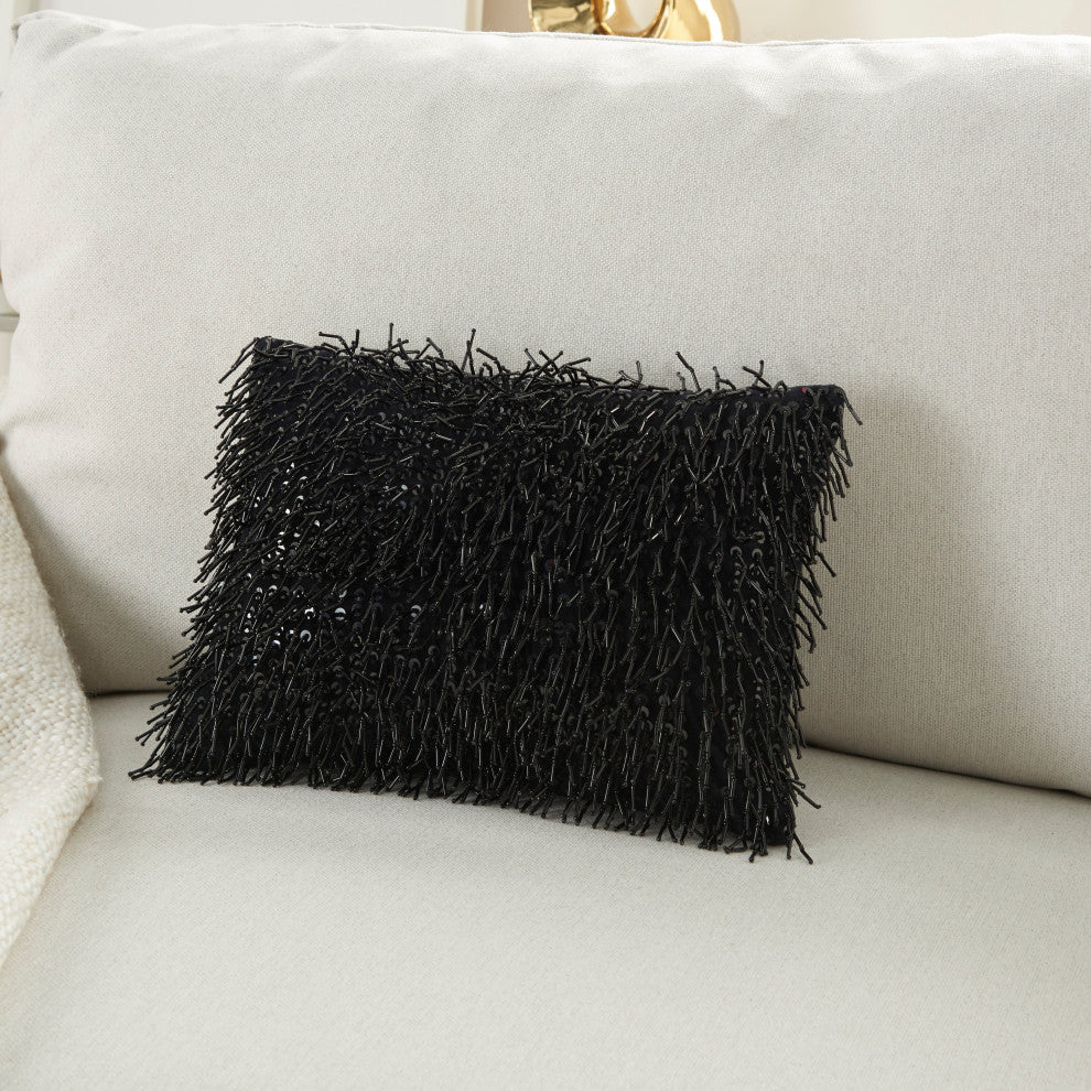 Mina Victory Z0727 Throw Pillow, Black, 10" X 14"