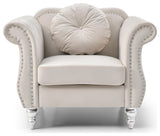 Hollywood Ivory Velvet Tufted Accent Chair
