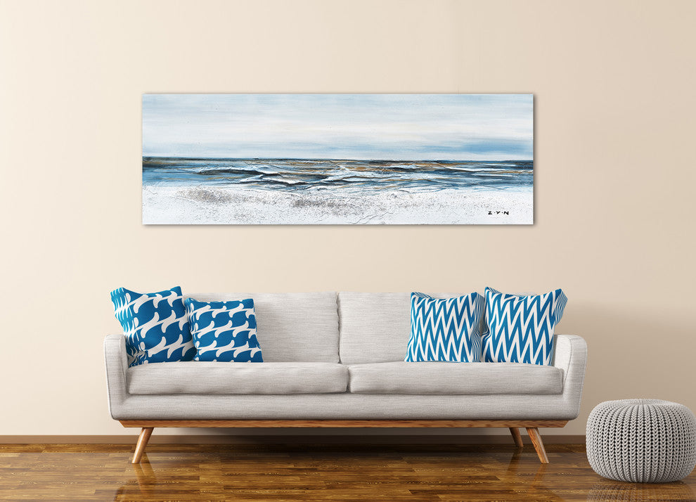 "A Tide is Coming" Hand Painted Canvas Art, 60"x20"