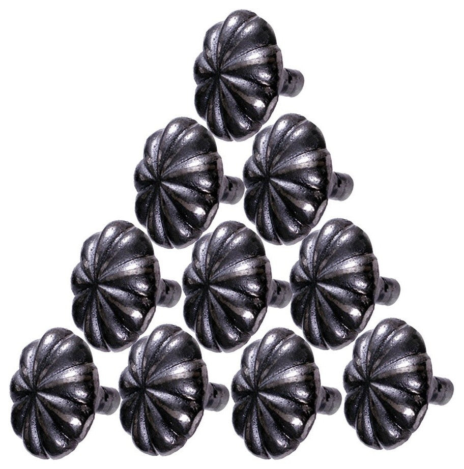 Wrought Iron Floral Mission Cabinet Hardware Knobs Black 1.5" Dia Set of 10