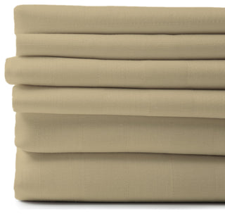 6-Piece 1800 Cotton Bamboo 4 Pillowcases Sheet Deep Pocket, Cream, Full / Double
