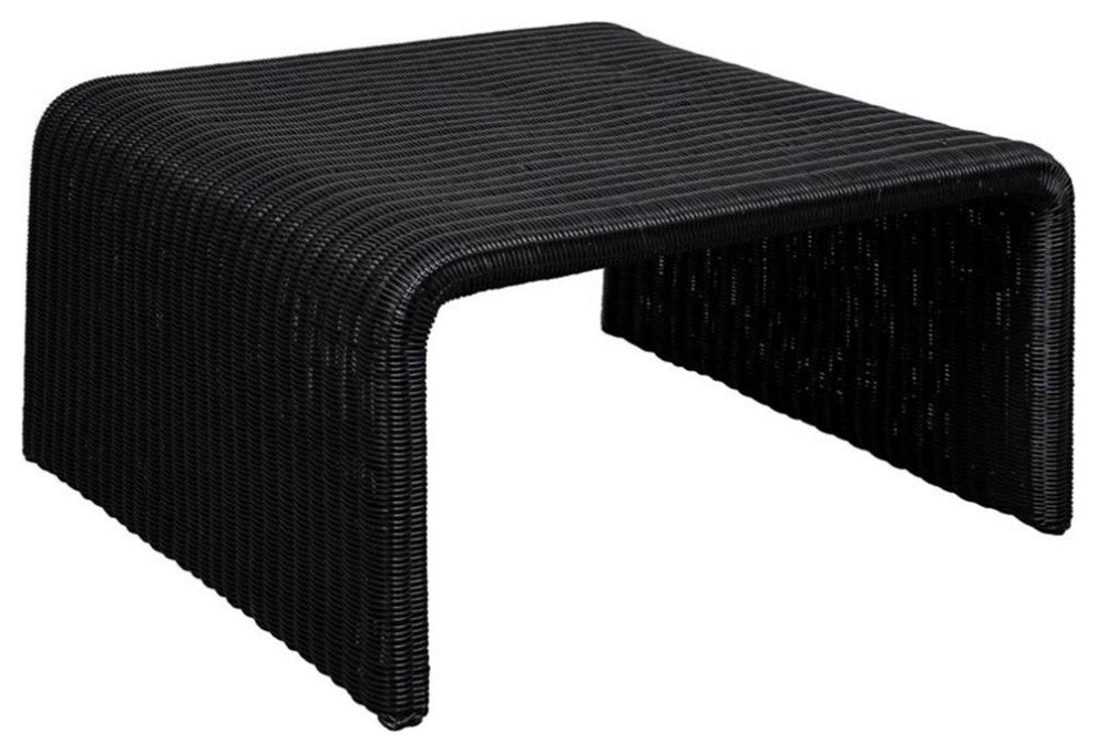 Coaster Coastal Woven Rattan Square U-Shaped Coffee Table in Black