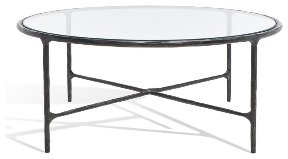 Safavieh Couture Jessa Round Metal Coffee Table, Black