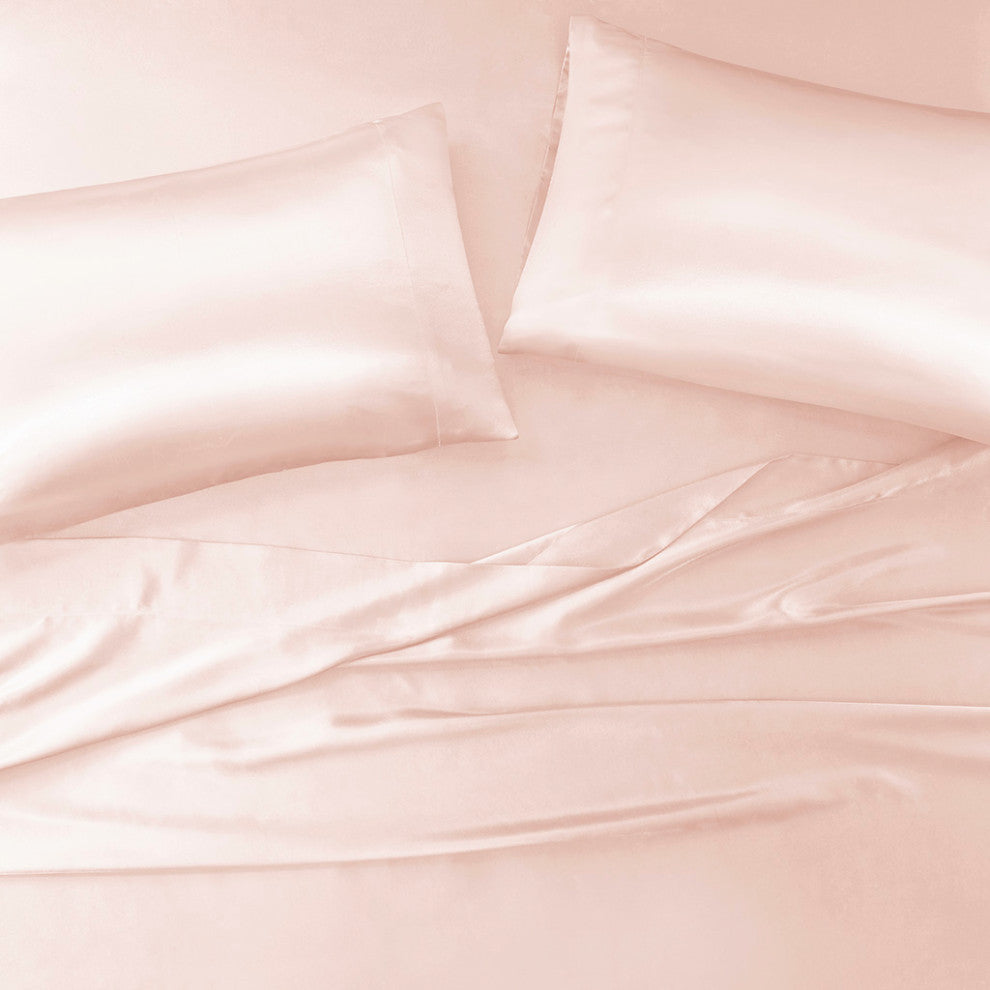 Madison Park Essentials Satin Luxury Satin 2-Piece Pillowcase Set, Blush Pink