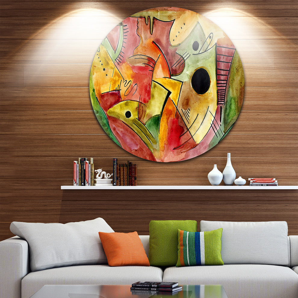 Stimulating Mood, Abstract Round Wall Art, 23"