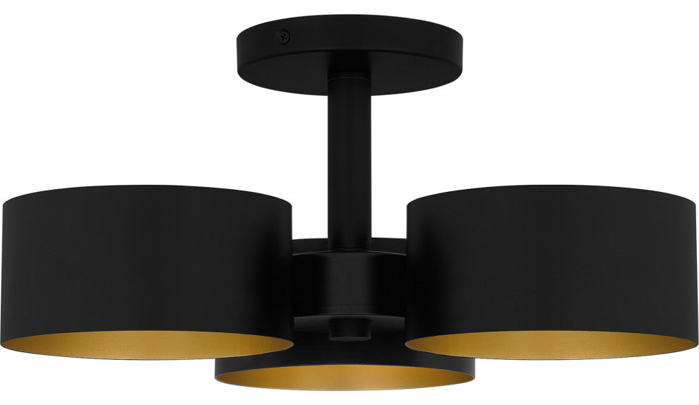 Quoizel QSF6745 Nala 3 Light 17"W Semi-Flush Ceiling Fixture - Matte Black