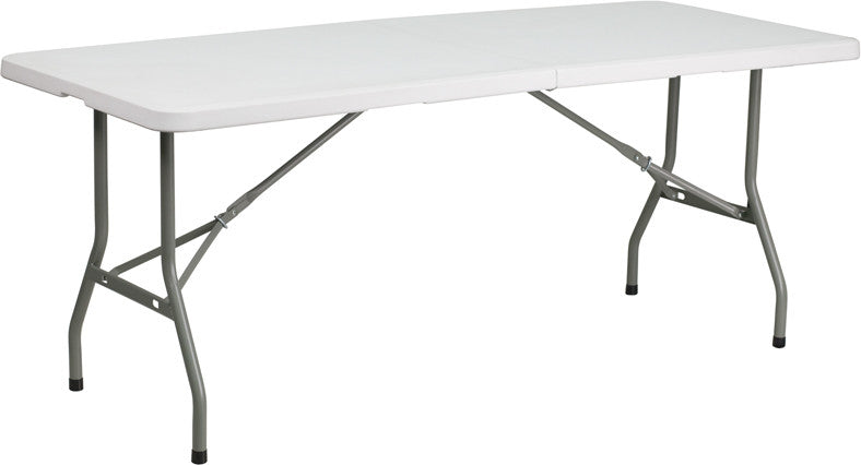 30"x72" Bi-Fold Granite White Plastic Folding Table