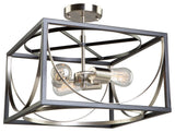 Corona 3 Light Semi Flush, Black and Polished Nickel