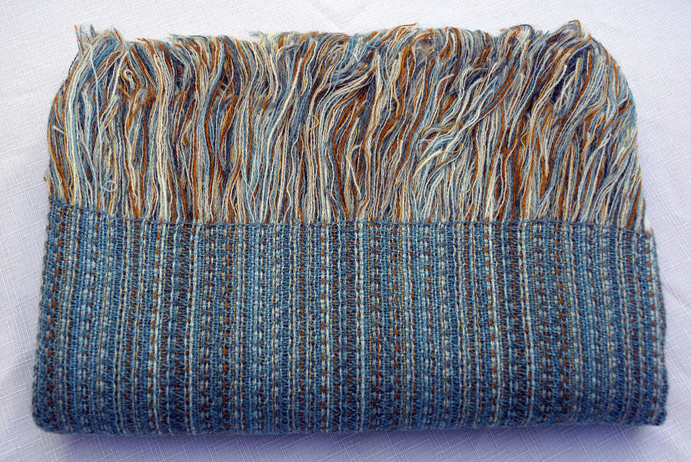 Alpaca and Wool Throw Blanket, Blue Accent