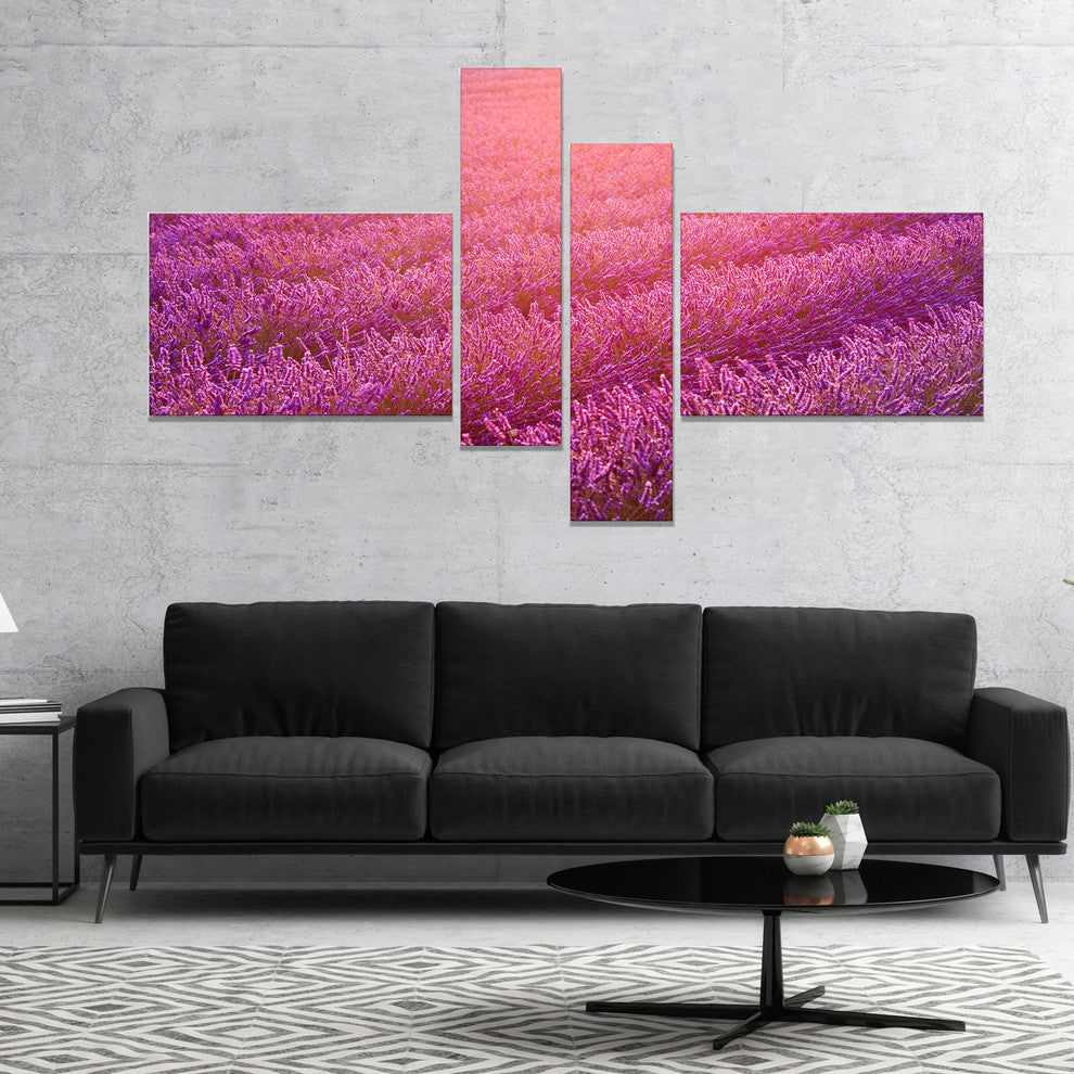 Lavender Field and Ray of Light, Floral Canvas Art Print, 60"x32", 4 panels