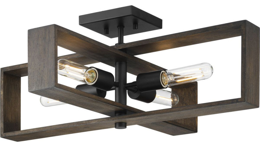 Boundary Collection 24" 4-Lt Semi-Flush Mount Light, Matte Black