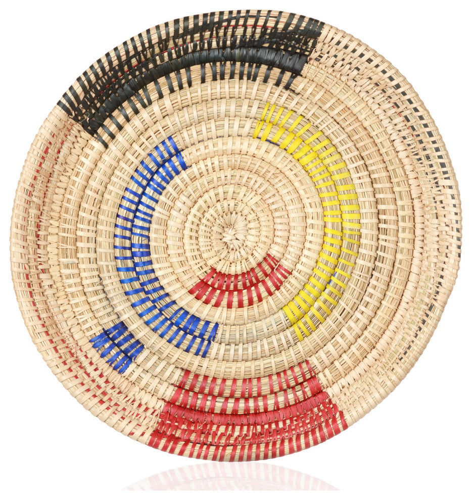 Palm Tray Plate and Wall Art, Artisan Crafted, Malawi, Multicolor, 12"