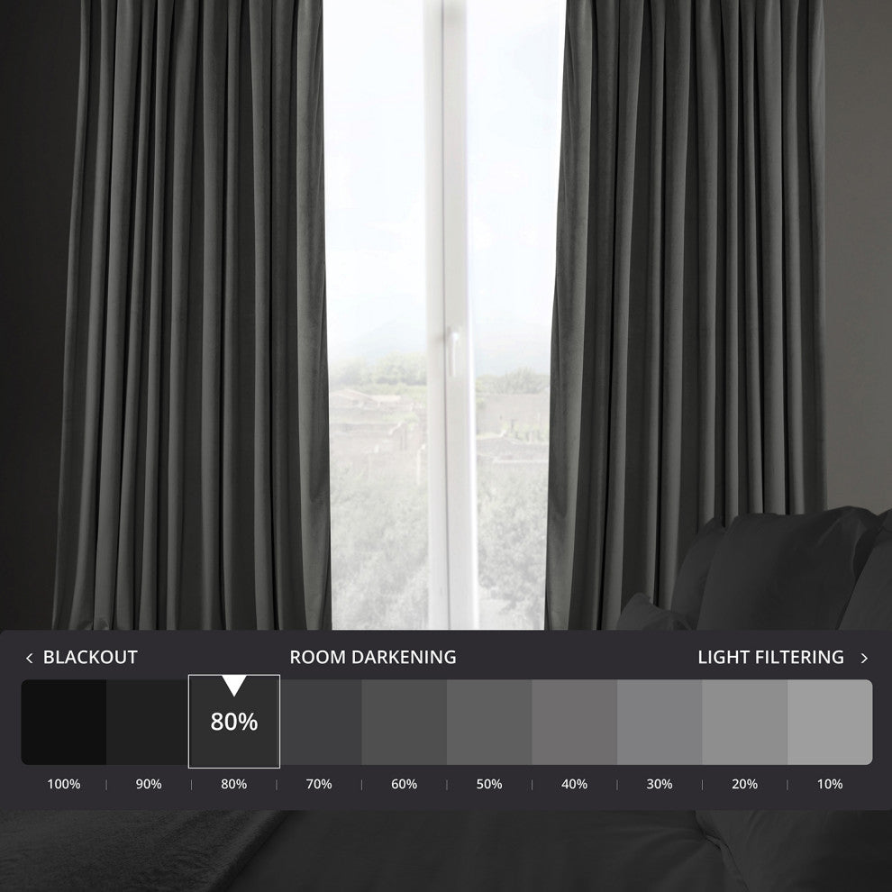 Heritage Plush Velvet Curtain Single Panel, Destiny Gray, 50"x96"