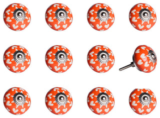 1.5" X 1.5" X 1.5" Orange White And Silver  Knobs 12 Pack