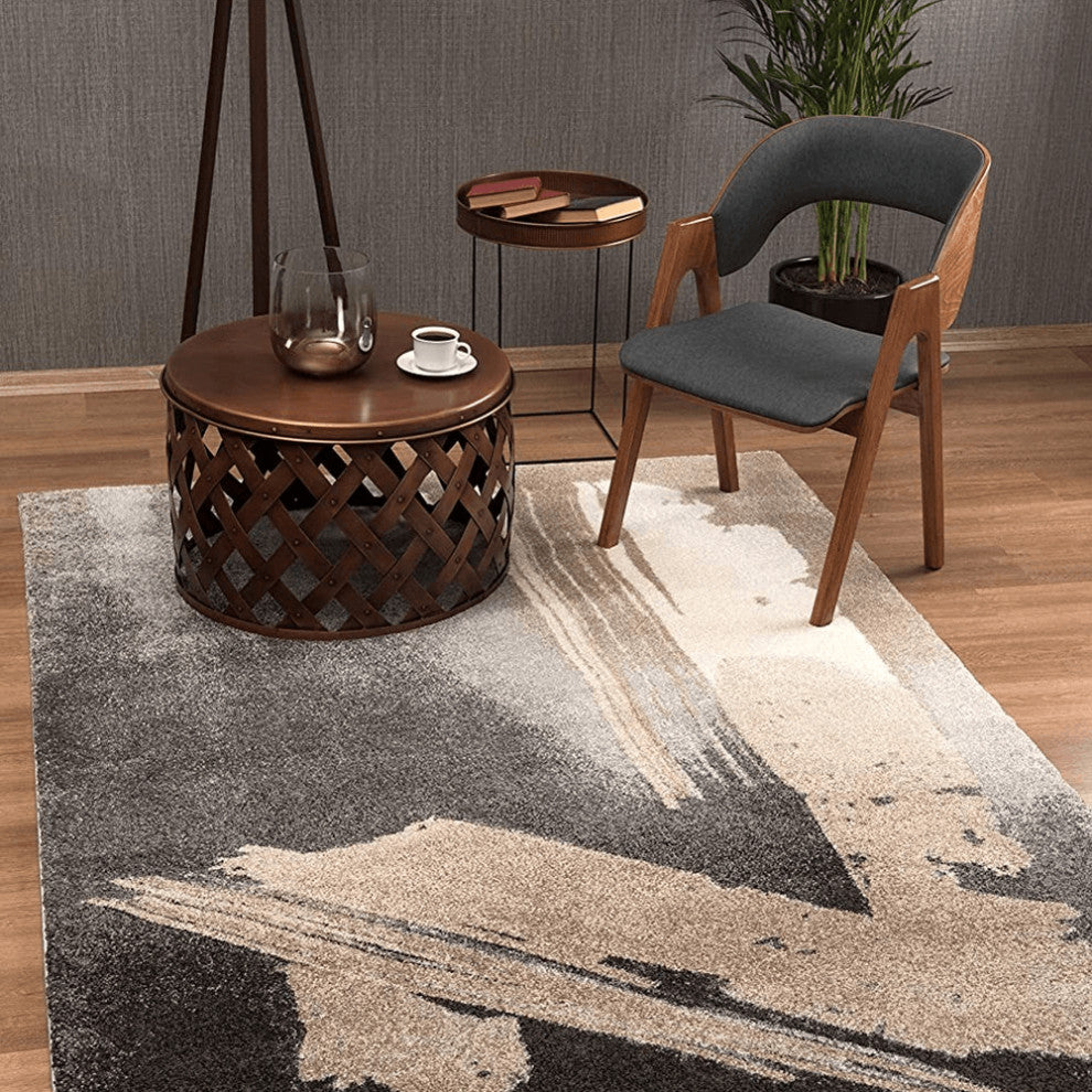5' X 7' Gray Abstract Power Loom Area Rug