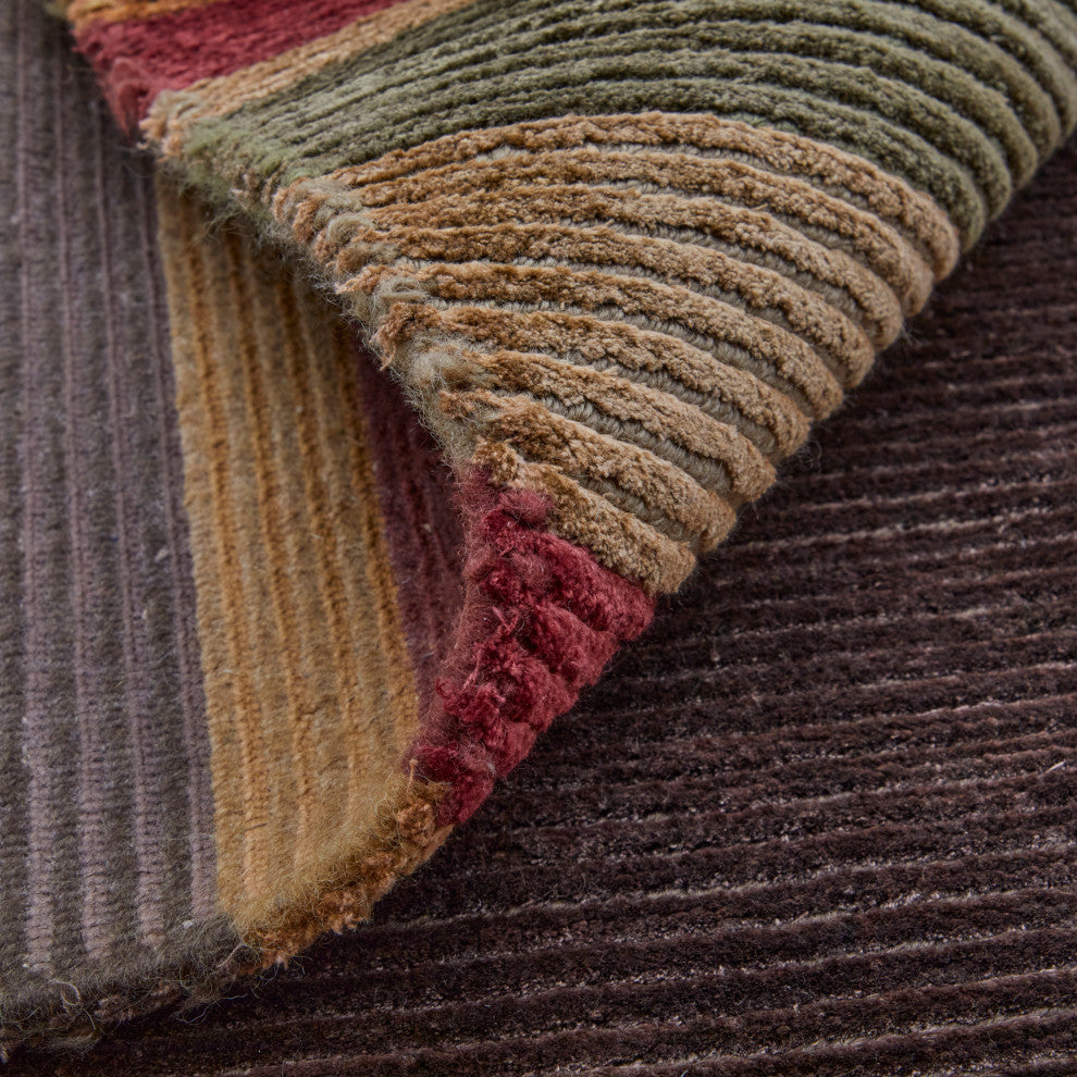 Weave & Wander Keystone Hand Knot Color Block Rug, Brown, 5'6"x8'6"
