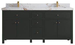 Sonoma 72" Double Sink Bath Vanity in Black Top, 2" Viola Gold