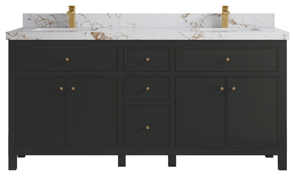 Sonoma 72" Double Sink Bath Vanity in Black Top, 2" Viola Gold