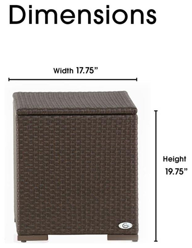 Serta Laguna Wicker Patio Storage Side Table in Brown