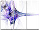 "Large Fractal Artwork Blue" Digital Metal Wall Art, 3 Panels, 36"x28"