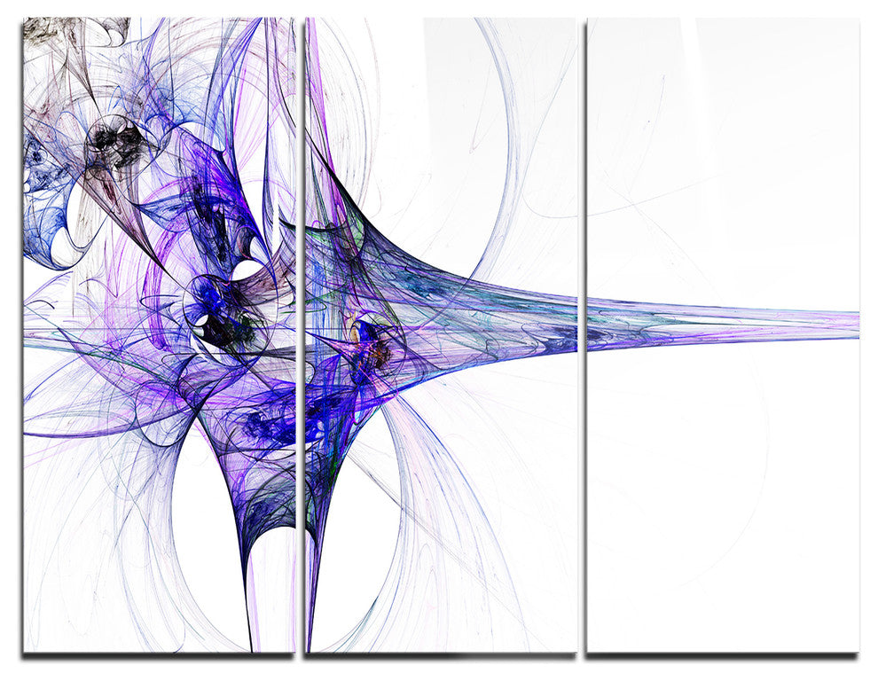 "Large Fractal Artwork Blue" Digital Metal Wall Art, 3 Panels, 36"x28"