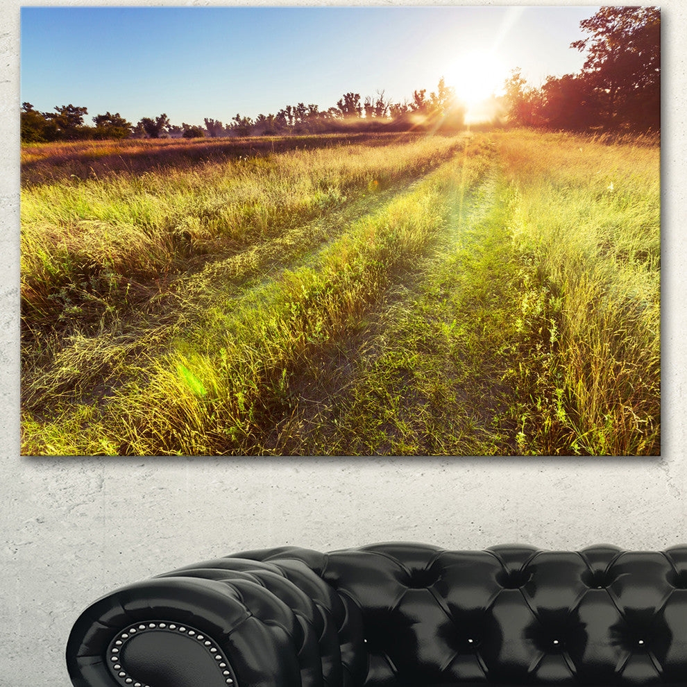 Farm Road in Rural Meadow, Landscape Canvas Art Print, 40"x30"