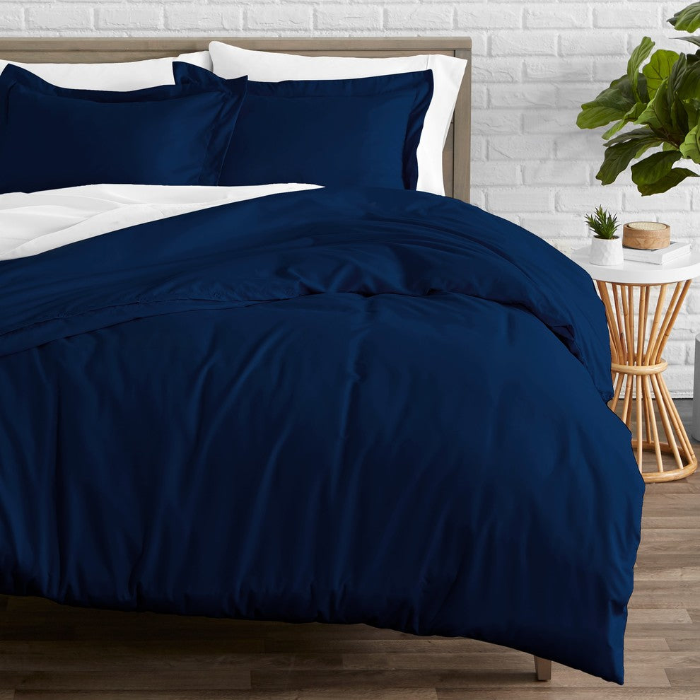 Bare Home Microfiber Duvet Insert & Duvet Cover Set, Dark Blue, Full/Queen
