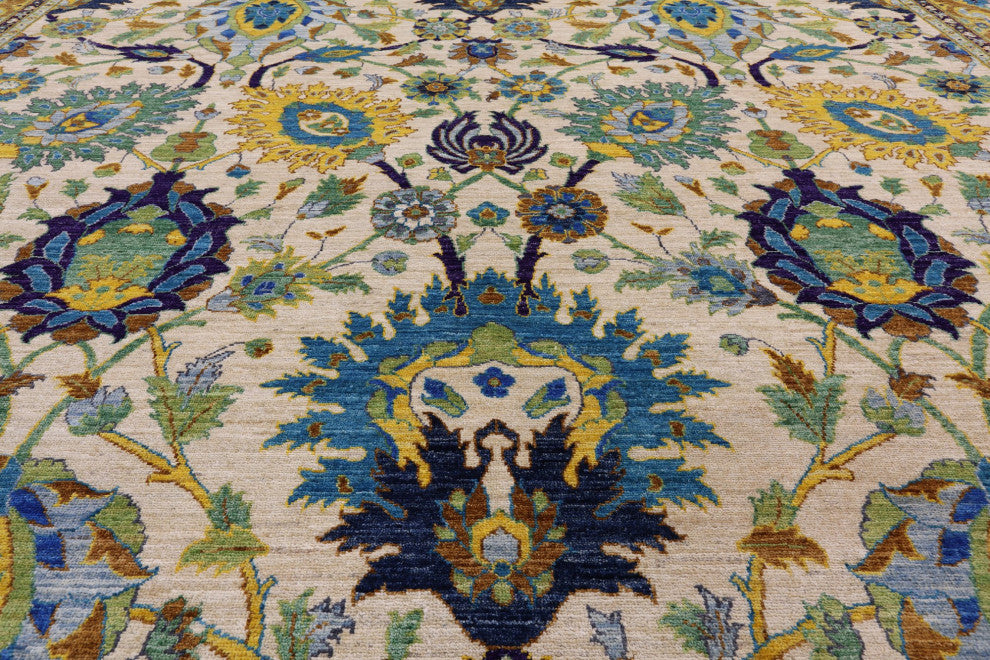 8' 10" X 11' 4" Persian Tabriz Vegetable Dye Handmade Wool Rug Q4567