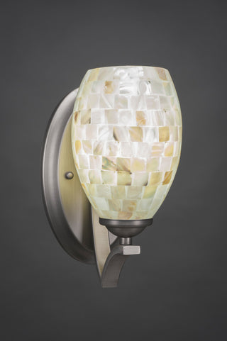 Zilo Wall Sconce, Graphite, 5" Ivory Glaze Seashell Glass