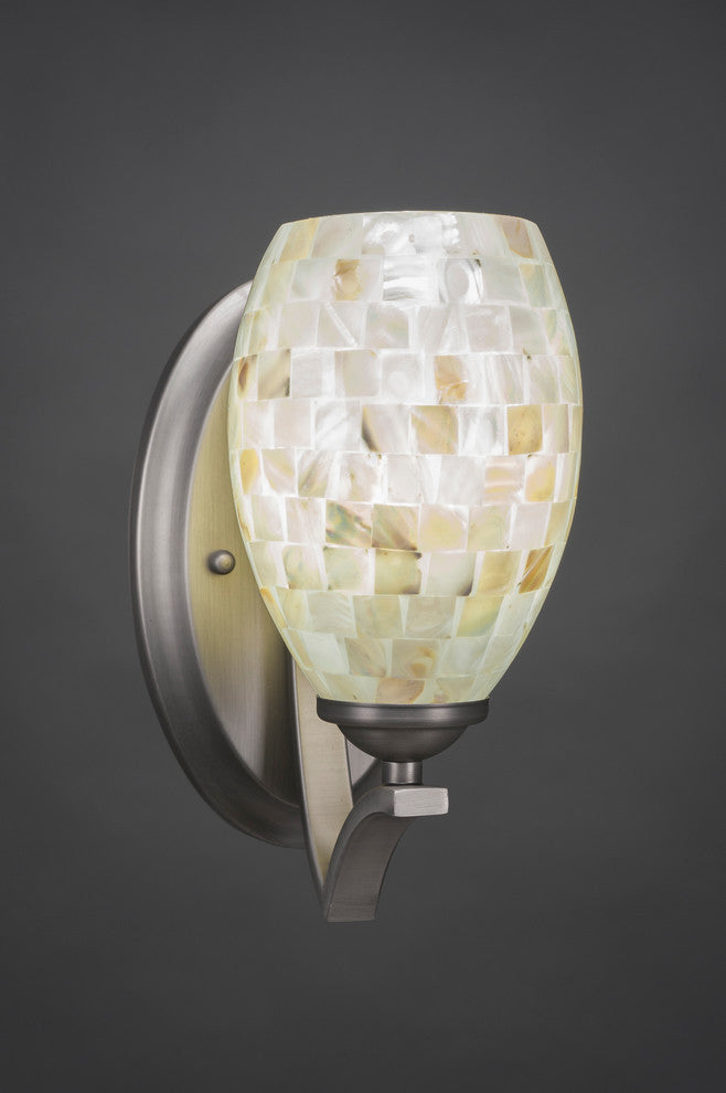 Zilo Wall Sconce, Graphite, 5" Ivory Glaze Seashell Glass